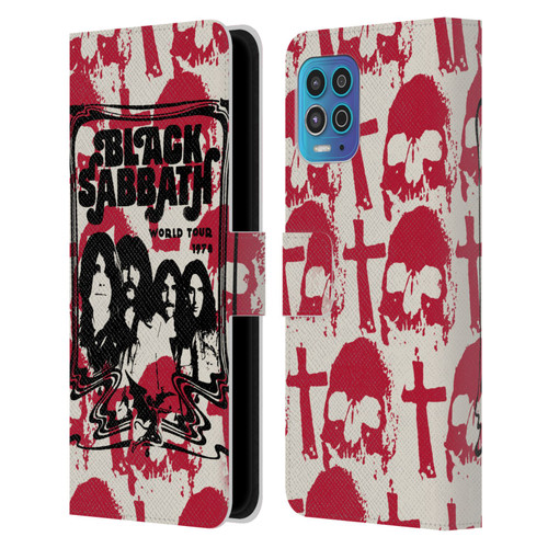 Black Sabbath Key Art Skull Cross World Tour Leather Book Wallet Case Cover For Motorola Moto G100