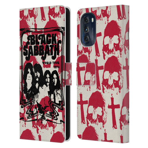 Black Sabbath Key Art Skull Cross World Tour Leather Book Wallet Case Cover For Motorola Moto G (2022)