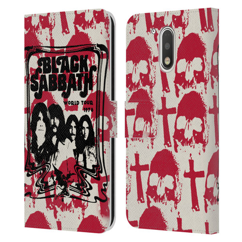 Black Sabbath Key Art Skull Cross World Tour Leather Book Wallet Case Cover For Motorola Moto G41
