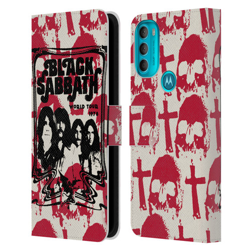Black Sabbath Key Art Skull Cross World Tour Leather Book Wallet Case Cover For Motorola Moto G71 5G