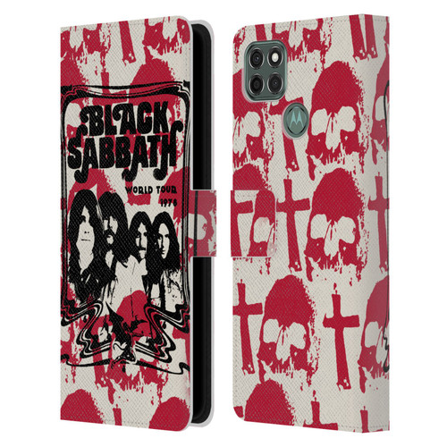 Black Sabbath Key Art Skull Cross World Tour Leather Book Wallet Case Cover For Motorola Moto G9 Power