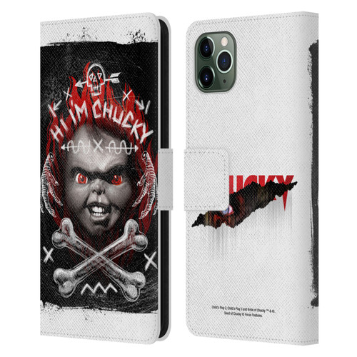 Child's Play Key Art Hi I'm Chucky Grunge Leather Book Wallet Case Cover For Apple iPhone 11 Pro Max