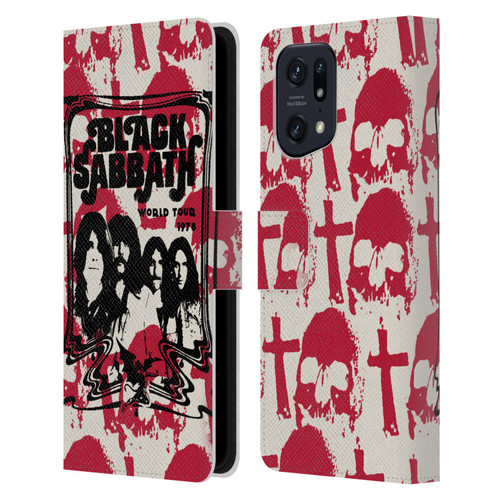 Black Sabbath Key Art Skull Cross World Tour Leather Book Wallet Case Cover For OPPO Find X5