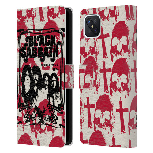 Black Sabbath Key Art Skull Cross World Tour Leather Book Wallet Case Cover For OPPO Reno4 Z 5G