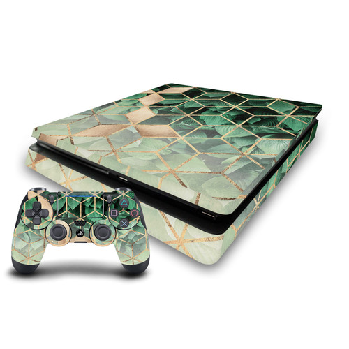 Elisabeth Fredriksson Art Mix Leaves And Cubes Vinyl Sticker Skin Decal Cover for Sony PS4 Slim Console & Controller