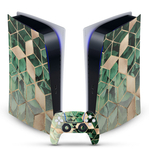 Elisabeth Fredriksson Art Mix Leaves And Cubes Vinyl Sticker Skin Decal Cover for Sony PS5 Digital Edition Bundle