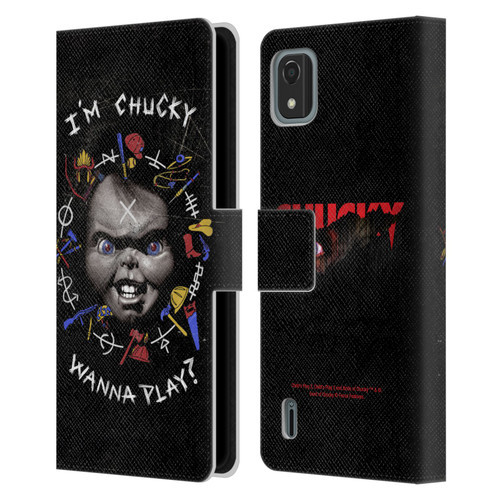 Child's Play Key Art Wanna Play Grunge Leather Book Wallet Case Cover For Nokia C2 2nd Edition