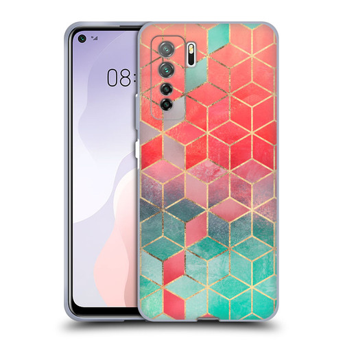 Elisabeth Fredriksson Cubes Collection Rose And Turquoise Soft Gel Case for Huawei Nova 7 SE/P40 Lite 5G