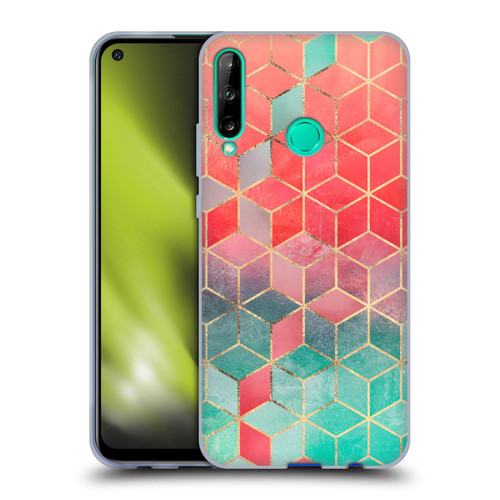 Elisabeth Fredriksson Cubes Collection Rose And Turquoise Soft Gel Case for Huawei P40 lite E