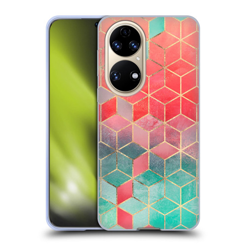 Elisabeth Fredriksson Cubes Collection Rose And Turquoise Soft Gel Case for Huawei P50