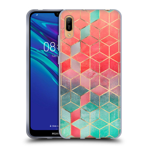 Elisabeth Fredriksson Cubes Collection Rose And Turquoise Soft Gel Case for Huawei Y6 Pro (2019)