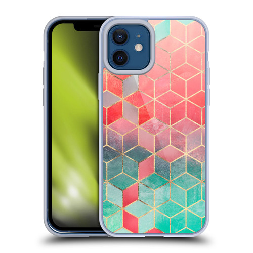 Elisabeth Fredriksson Cubes Collection Rose And Turquoise Soft Gel Case for Apple iPhone 12 / iPhone 12 Pro