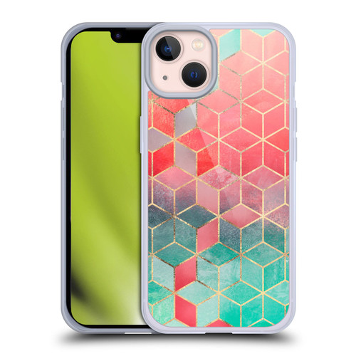 Elisabeth Fredriksson Cubes Collection Rose And Turquoise Soft Gel Case for Apple iPhone 13