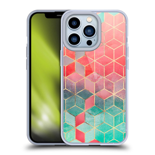 Elisabeth Fredriksson Cubes Collection Rose And Turquoise Soft Gel Case for Apple iPhone 13 Pro