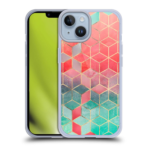 Elisabeth Fredriksson Cubes Collection Rose And Turquoise Soft Gel Case for Apple iPhone 14