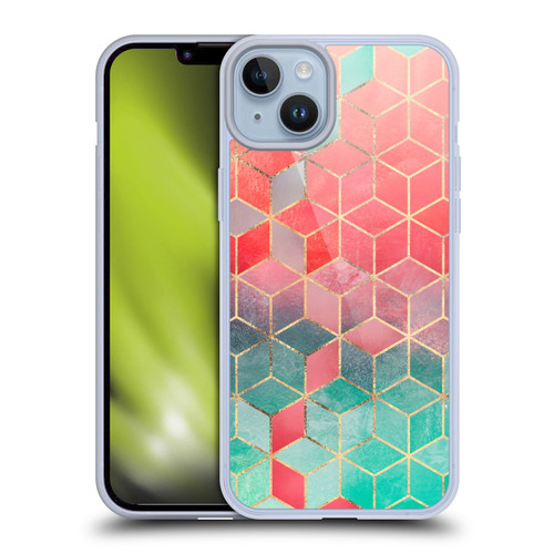 Elisabeth Fredriksson Cubes Collection Rose And Turquoise Soft Gel Case for Apple iPhone 14 Plus