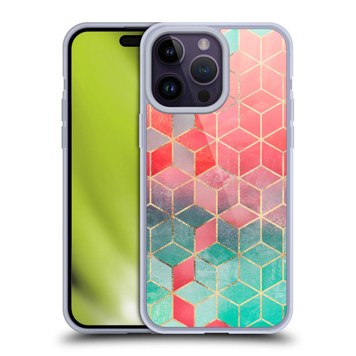 Elisabeth Fredriksson Cubes Collection Rose And Turquoise Soft Gel Case for Apple iPhone 14 Pro Max