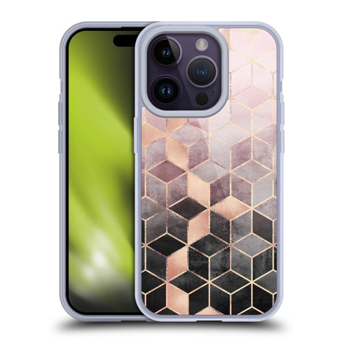 Elisabeth Fredriksson Cubes Collection Pink And Grey Gradient Soft Gel Case for Apple iPhone 14 Pro