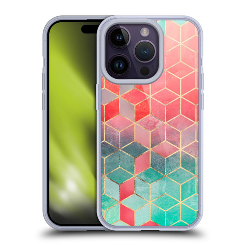 Elisabeth Fredriksson Cubes Collection Rose And Turquoise Soft Gel Case for Apple iPhone 14 Pro
