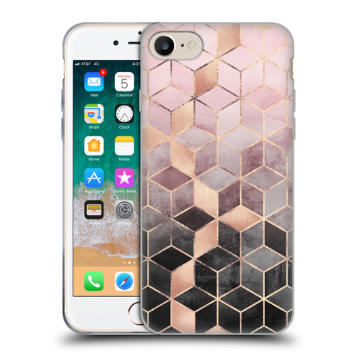 Elisabeth Fredriksson Cubes Collection Pink And Grey Gradient Soft Gel Case for Apple iPhone 7 / 8 / SE 2020 & 2022