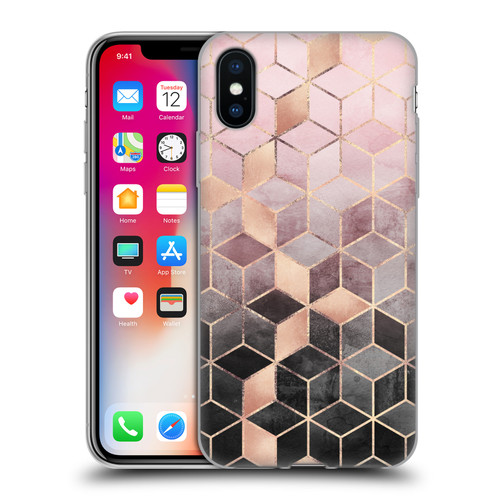 Elisabeth Fredriksson Cubes Collection Pink And Grey Gradient Soft Gel Case for Apple iPhone X / iPhone XS