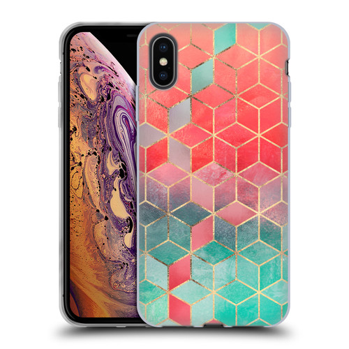 Elisabeth Fredriksson Cubes Collection Rose And Turquoise Soft Gel Case for Apple iPhone XS Max