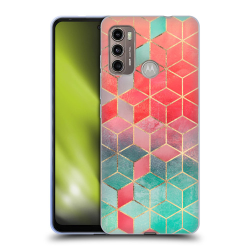 Elisabeth Fredriksson Cubes Collection Rose And Turquoise Soft Gel Case for Motorola Moto G60 / Moto G40 Fusion