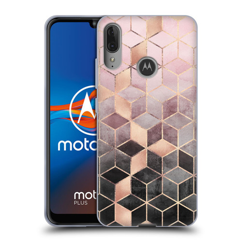Elisabeth Fredriksson Cubes Collection Pink And Grey Gradient Soft Gel Case for Motorola Moto E6 Plus