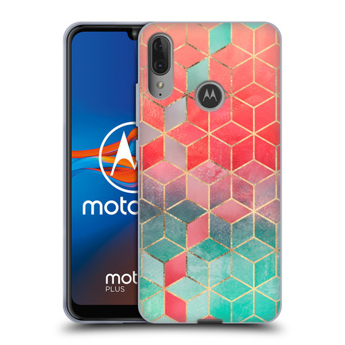 Elisabeth Fredriksson Cubes Collection Rose And Turquoise Soft Gel Case for Motorola Moto E6 Plus