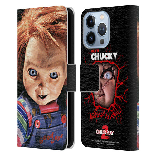 Child's Play II Key Art Doll Stare Leather Book Wallet Case Cover For Apple iPhone 13 Pro