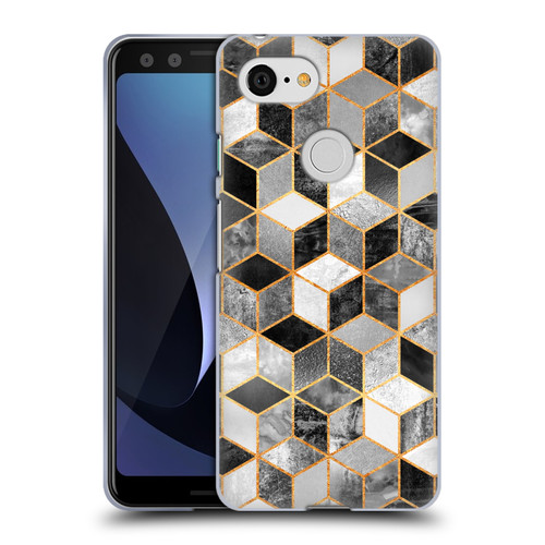 Elisabeth Fredriksson Cubes Collection Black And White Soft Gel Case for Google Pixel 3