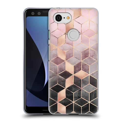 Elisabeth Fredriksson Cubes Collection Pink And Grey Gradient Soft Gel Case for Google Pixel 3