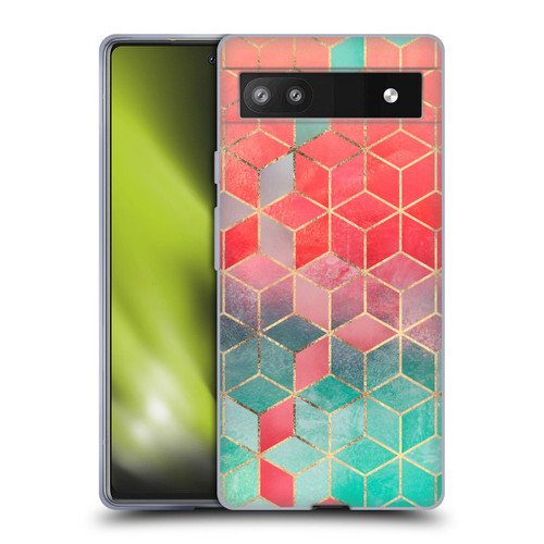 Elisabeth Fredriksson Cubes Collection Rose And Turquoise Soft Gel Case for Google Pixel 6a