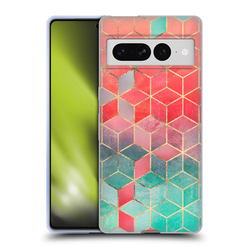 Elisabeth Fredriksson Cubes Collection Rose And Turquoise Soft Gel Case for Google Pixel 7 Pro