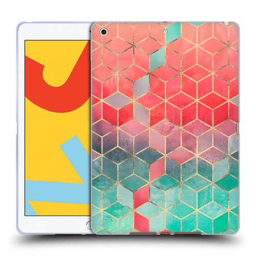 Elisabeth Fredriksson Cubes Collection Rose And Turquoise Soft Gel Case for Apple iPad 10.2 2019/2020/2021