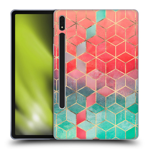 Elisabeth Fredriksson Cubes Collection Rose And Turquoise Soft Gel Case for Samsung Galaxy Tab S8