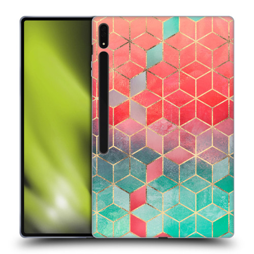 Elisabeth Fredriksson Cubes Collection Rose And Turquoise Soft Gel Case for Samsung Galaxy Tab S8 Ultra