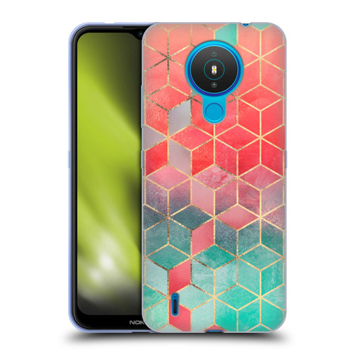 Elisabeth Fredriksson Cubes Collection Rose And Turquoise Soft Gel Case for Nokia 1.4