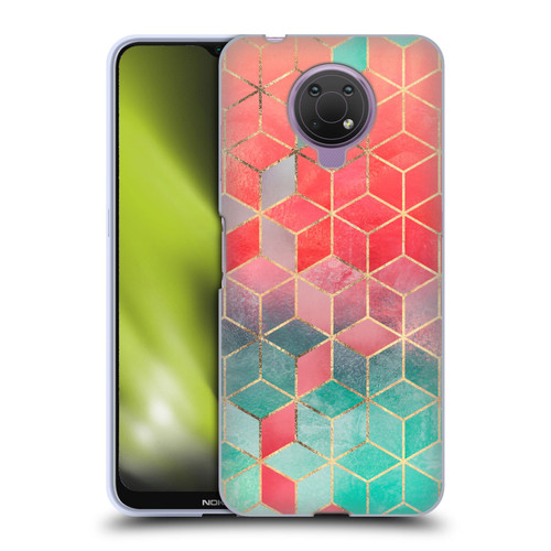 Elisabeth Fredriksson Cubes Collection Rose And Turquoise Soft Gel Case for Nokia G10