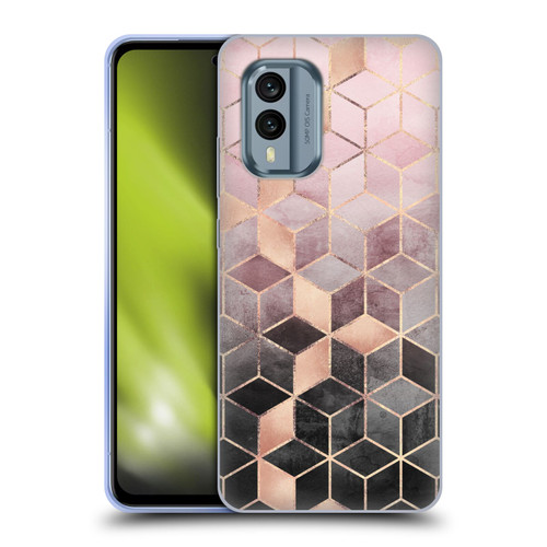 Elisabeth Fredriksson Cubes Collection Pink And Grey Gradient Soft Gel Case for Nokia X30