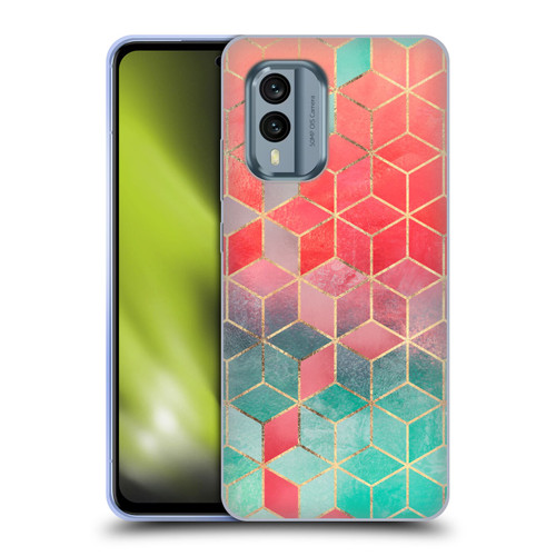 Elisabeth Fredriksson Cubes Collection Rose And Turquoise Soft Gel Case for Nokia X30