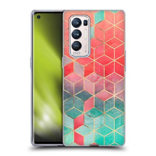 Elisabeth Fredriksson Cubes Collection Rose And Turquoise Soft Gel Case for OPPO Find X3 Neo / Reno5 Pro+ 5G