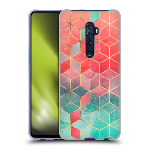 Elisabeth Fredriksson Cubes Collection Rose And Turquoise Soft Gel Case for OPPO Reno 2