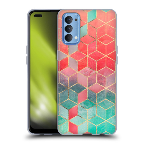 Elisabeth Fredriksson Cubes Collection Rose And Turquoise Soft Gel Case for OPPO Reno 4 5G