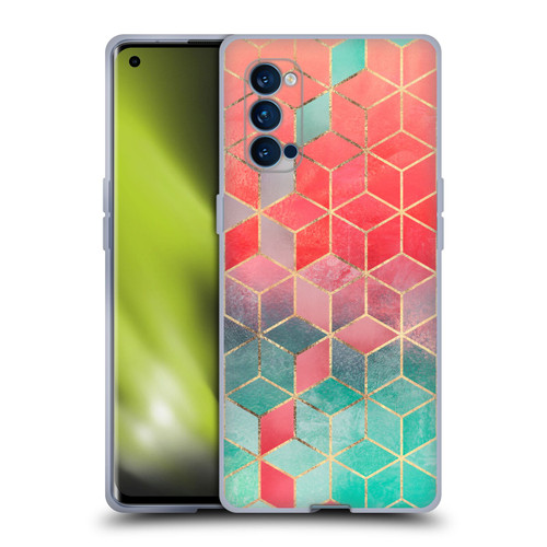 Elisabeth Fredriksson Cubes Collection Rose And Turquoise Soft Gel Case for OPPO Reno 4 Pro 5G