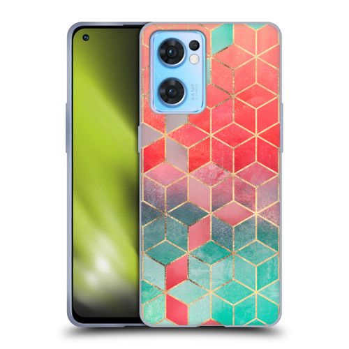 Elisabeth Fredriksson Cubes Collection Rose And Turquoise Soft Gel Case for OPPO Reno7 5G / Find X5 Lite