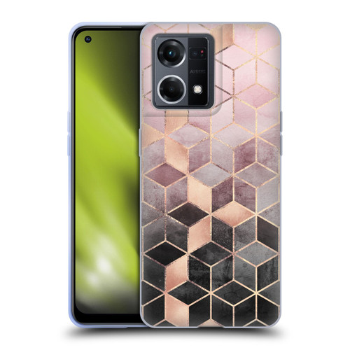 Elisabeth Fredriksson Cubes Collection Pink And Grey Gradient Soft Gel Case for OPPO Reno8 4G