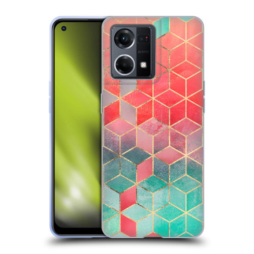 Elisabeth Fredriksson Cubes Collection Rose And Turquoise Soft Gel Case for OPPO Reno8 4G