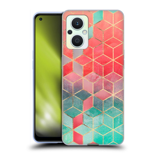 Elisabeth Fredriksson Cubes Collection Rose And Turquoise Soft Gel Case for OPPO Reno8 Lite