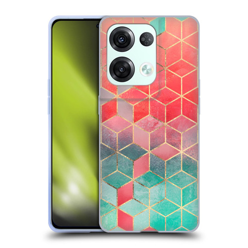 Elisabeth Fredriksson Cubes Collection Rose And Turquoise Soft Gel Case for OPPO Reno8 Pro